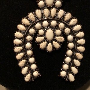 Estate Sales WHITE BUFFALO Turquoise Squash Blossom Necklace.