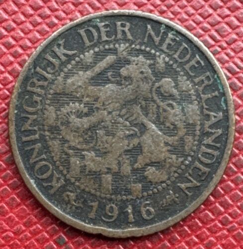Netherlands 1916 Bronze 1 Cent. Wilhelmina. WWI Era. KM# 152