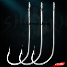 50pcs Stainless Steel Fishing Hooks O'Shaughnessy Forged Long Shank J Fish Hooks