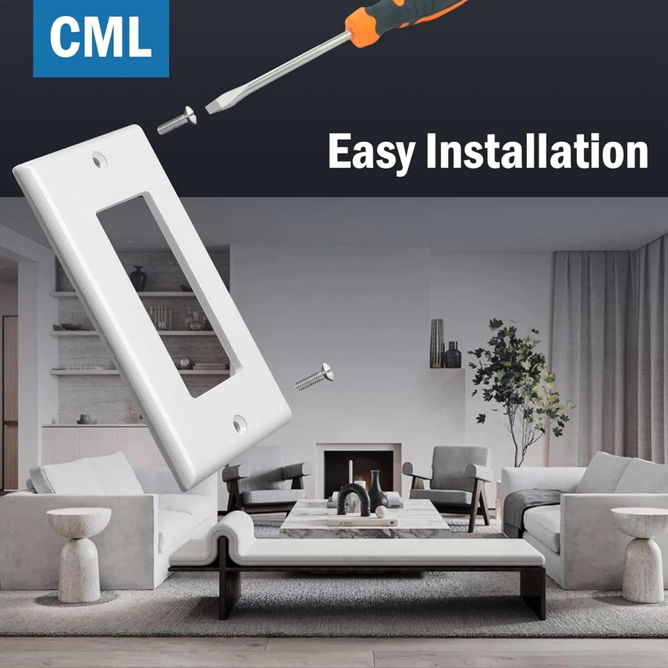 Placas de pared decorativas CML, paquete de 50 cubiertas para receptáculos de salida, placa de interruptor de 1 velocidad Foto 4 de 4