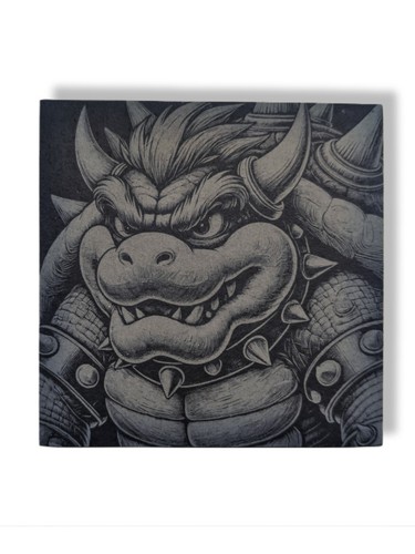 Bowser Engraved Slate Coaster Set Of 4 Super Mario Themed Nintendo Gift Set - Picture 7 of 9