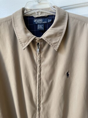 Polo Ralph Lauren Khaki Tan Harrington Full Zip Jacket Coat Mens