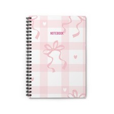 Pastel Bow Pink Notebook - Ruled Line, Girly Journal, Cute Writing Pad, Kids