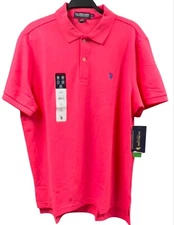 U.S. Polo Assn Mens Shirt Large Red Performance Pique Wicking Stretch Casual NWT