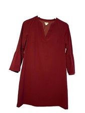 J Crew Red Holiday Sheath Christmas Dress 3/4 Flutter Sleeves Size 2