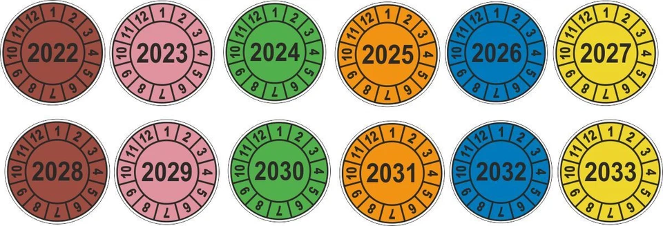 Prüfplakette, Wartungs-Plaketten, Prüfung, Etikett UVV BGV 2022 - 2027