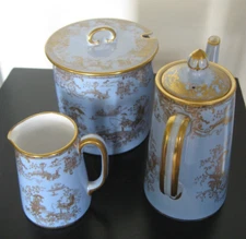 Spode Copelans Mappin & Webb Porcelain Powder Blue & Gold - Chinese Decor