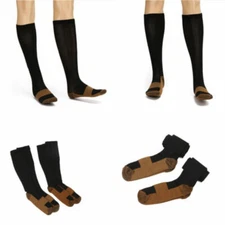 3 Pairs Copper Compression Socks 20-30mmHg Graduated Support Mens Women S-XXL