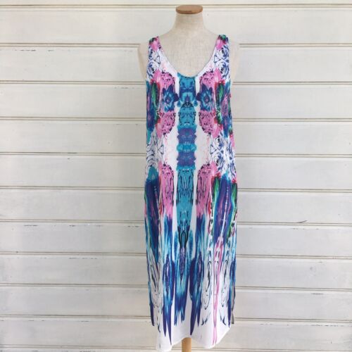 Pol Designer Watercolour Print Silk Dress Size 8 Made in Australia