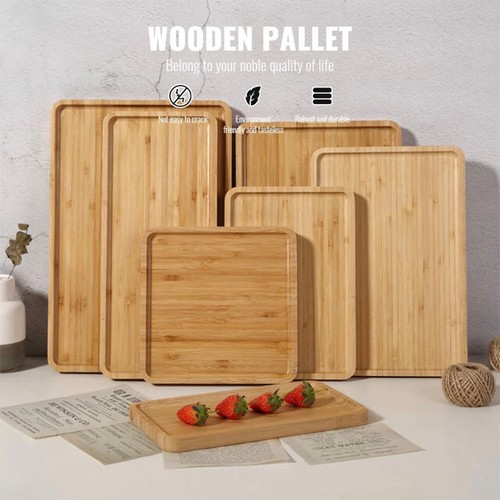 Bamboo Rectangle Round Solid Wood Plate Bread Cheese Plates Wooden Serving Tray