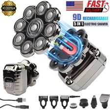 9D 5-in-1 Shaver Cordless Hair Trimmer Bald Head Razor Electric For Men Wet Dry