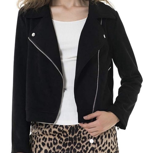Faux Suede Black Motorcycle Biker Jacket Apperloth A Women’s Size XL - Picture 5 of 9
