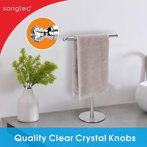 Songtec Hand Towel Holder Stand with Crystal knobs, Fingertip Brushed Nickel - Picture 2 of 2