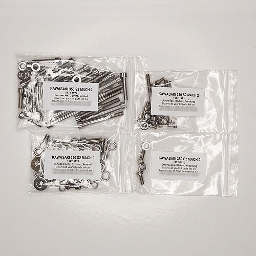 Kit vis inox Kawasaki 350 S2 Mach 2 pour éliminer la rouille des carters