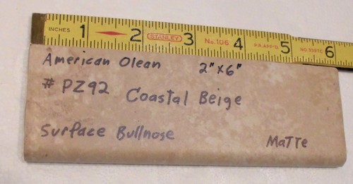 1pc. #PZ92 Coastal Beige: Ceramic Bullnose Tile 2” X 6” matte by American Olean - Picture 8 of 13