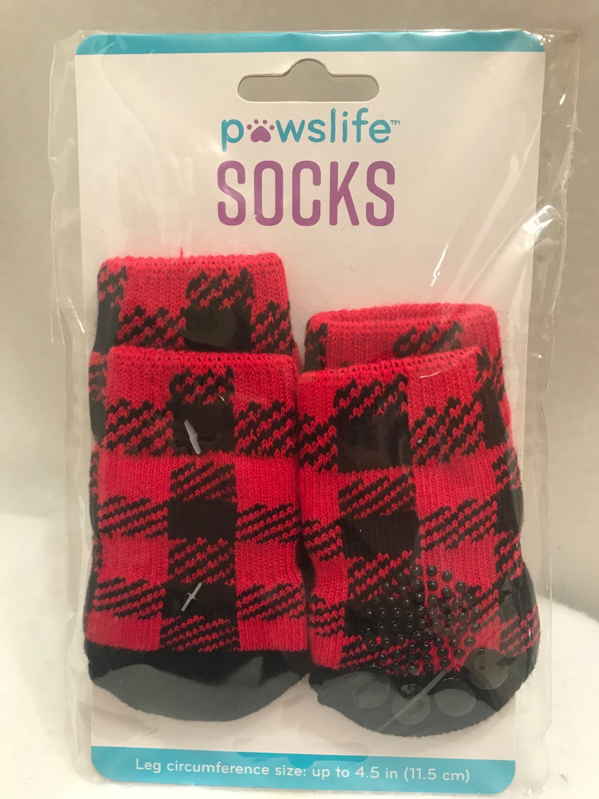 SAOLA Pawslife Calzini Pantofole per Cani Rosso Nero Plaid A Scacchi Suola Antiscivolo 4 5" NUOVI