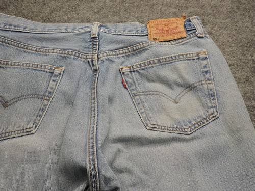 Rare Vintage 90s Levis 501 Jeans 36x30 Made In UK Light Blue 80s Distressed - Picture 3 of 14