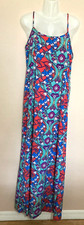 Peach Love California Floral Maxi Dress Straps Cross Back Tank Multi Lined L