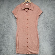 Garage Juniors 4 Sleeveless Midi Shirt Dress Large Peach Striped Button Down