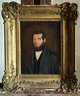 painting N247 oil on canvas portrait man signed chenu 1944