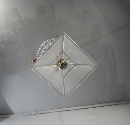 Antique Vintage Chandelier Brass Glass Light Fixture Pendant 1 Light Petite - Picture 3 of 9