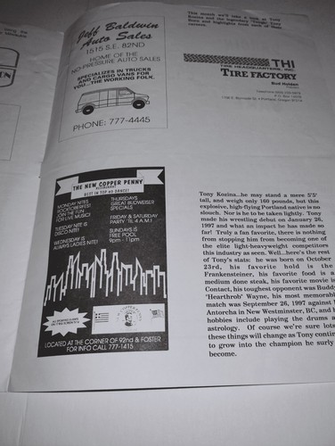 Vintage Portland Wrestling Program Nov 15, 1997 Buddy Wayne Valentine Matt Borne - Picture 7 of 8