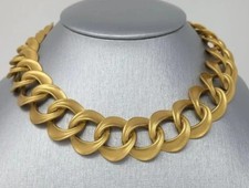 Vintage Anne Klein Matte Gold tone Necklace Heavy Twisted Link Chain