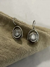 Silpada W1330 925 Sterling Bullseye Cubic Zirconia CZ Swirl Earrings