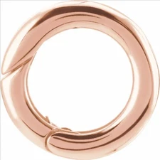 12mm OD 14k Rose Gold Charm Hinged Carabiner Lock Circle Bail Enhancer Pendant