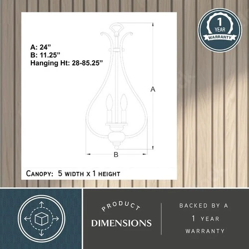 VAXCEL PD35459BN Monrovia 3 Light Brushed Nickel Teardrop Candle Pendant - Picture 6 of 6