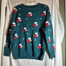 Unisex Ugly Sweater Junior Medium Holiday Santa Stockings 90  s