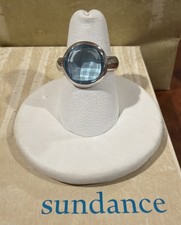 NWT Sundance Catalog Faceted Round Blue Topaz Sterling Silver Ring Size 7