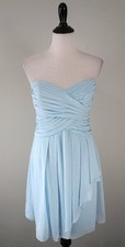 2015 David's Bridal F14847 Size 10 Light Blue BRIDESMAID FORMAL Strapless Dress