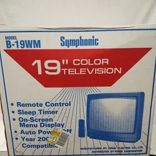 Symphonic B-19WM 19 inch CRT TV Television Retro Gaming w/ Remote New Open Box