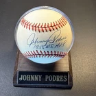 Johnny Podres Signed Baseball 1955 WS MVP Inscribed Brooklyn Dodgers