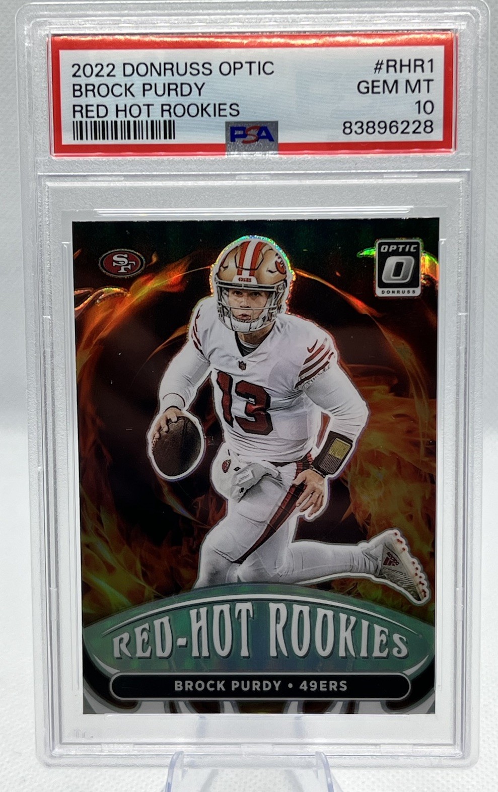 2022 Panini Donruss Optic - Red Hot Rookies Brock Purdy #RHR-1 Holo Prizm PSA 10
