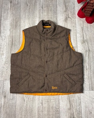 Levi s Vintage Brown Herringbone Puffer Vest XL Men s Snap Front Insulated Gilet