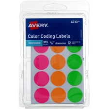 2 Pack Avery Color-Coding Labels, 0.75in, Removable, Neon 6733, 315 Ct