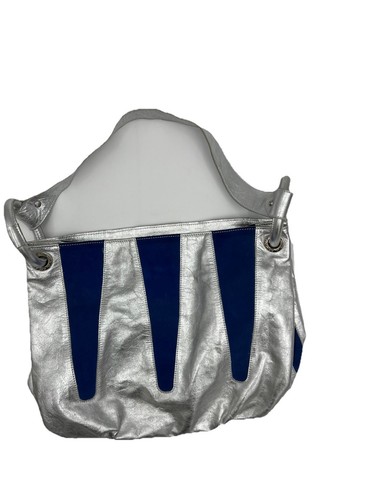 Arcadia Damen Made in Italy Metallic & Blau Wildleder Tasche Echtleder Tasche