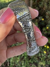 Sterling Designer John Hardy Hinged Bracelet w/ white topaz