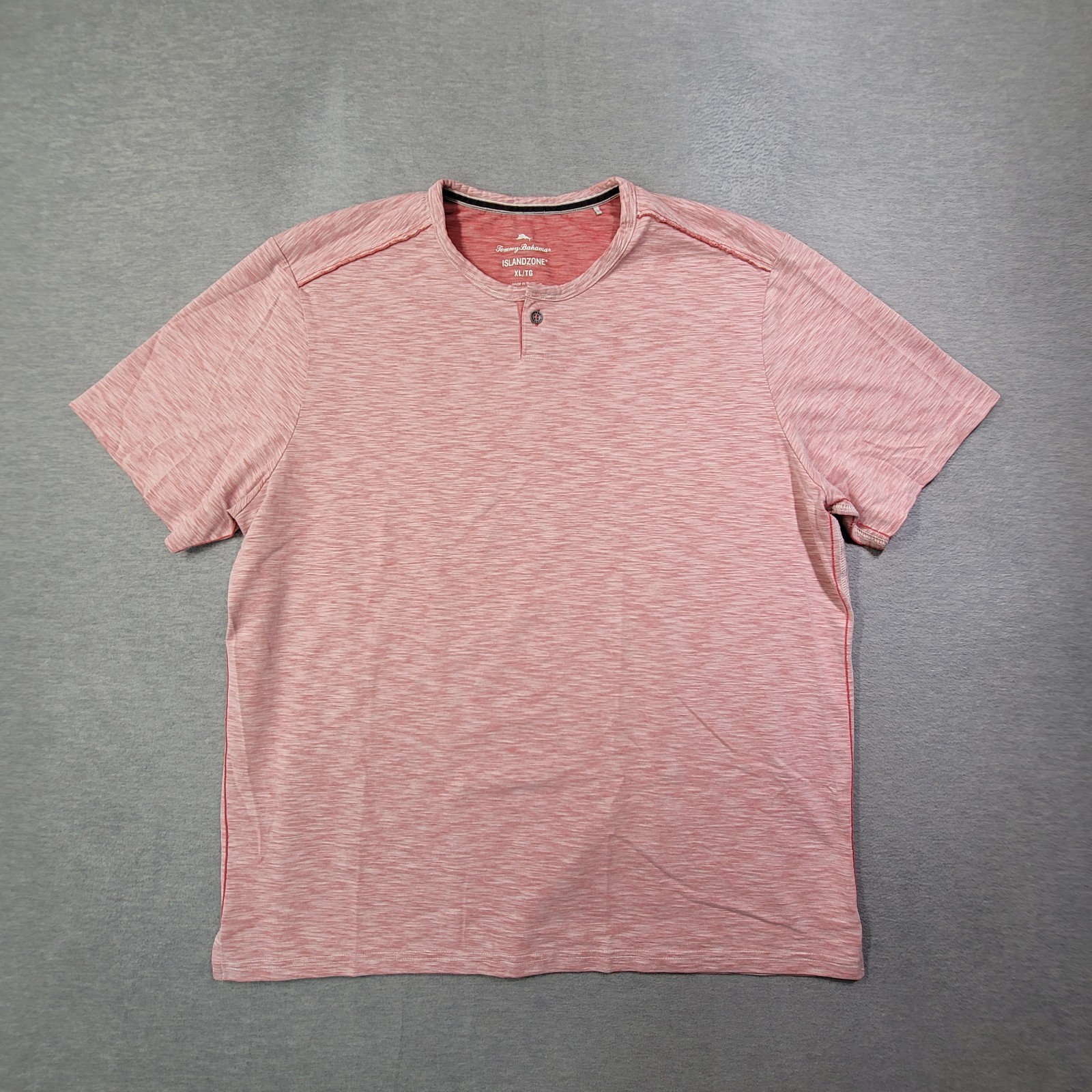 Tommy Bahama Henley Shirt Mens XL Red Island Zone Crew Neck Casual Relax Tee