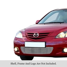 For Mazda 3 04-06 1-Pc Chrome Polished 8x6 mm Horizontal Billet Bumper Grille