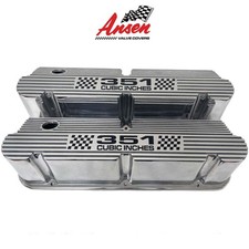 Ford 351w Small Block 351 Cubic Inches Polished Pentroof Valve Covers - Finned