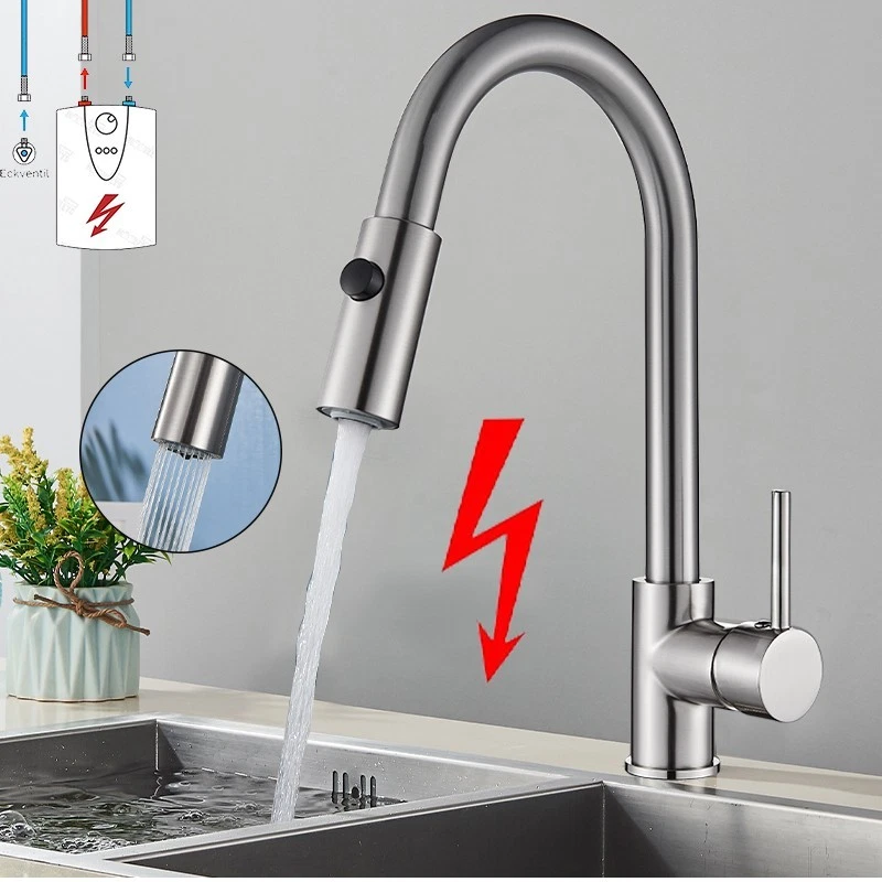 Wasserhahn Küche Niederdruck 360° Küchenarmatur Ausziehbar Brause Einhandmischer