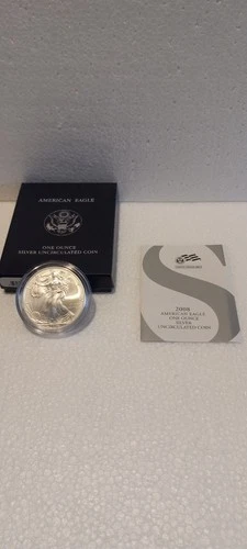 2008-W American Silver Eagle Burnished 1 oz .999 US Mint $1 Coin OGP Box & COA
