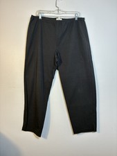 Eileen Fisher Organic Cotton Pants Sz XL Black Side Zip minimalist quiet luxury