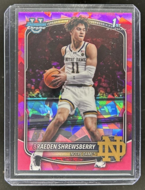 2025 Bowman Sapphire Braeden Shrewsberry Chrome Padparadscha Refractor 1st #1/1