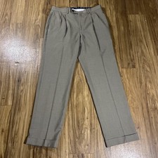 Lauren Ralph Lauren Pants Mens 34x31 Brown Pleated Dress Slacks Cuffed Stretch