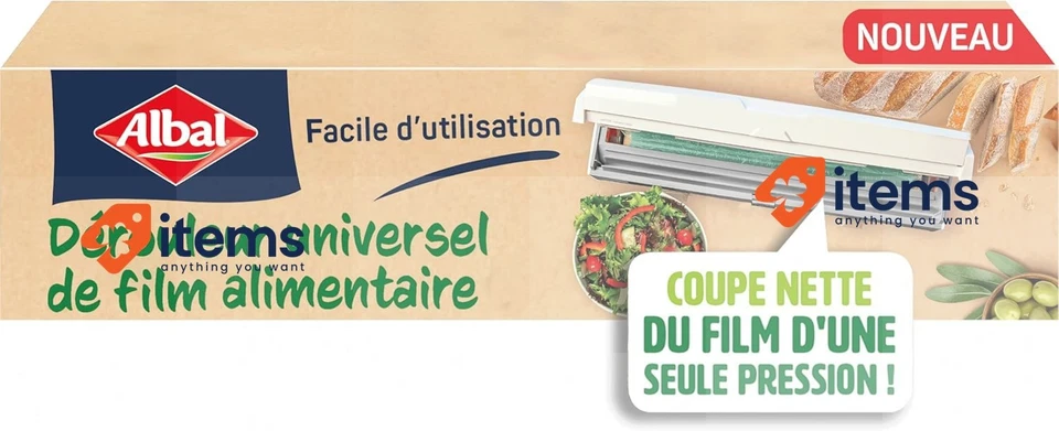 Distributeur De Film Alimentaire Universel Albal 37x9cm Blanc Sacs En Plastique - Photo 2/3
