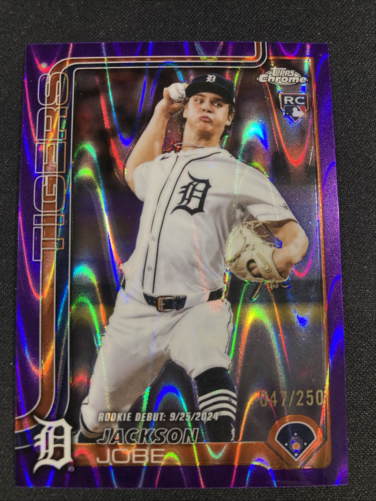 2025 Topps Chrome Jackson Jobe #249 Purple RayWave Refractor /250 (RC)